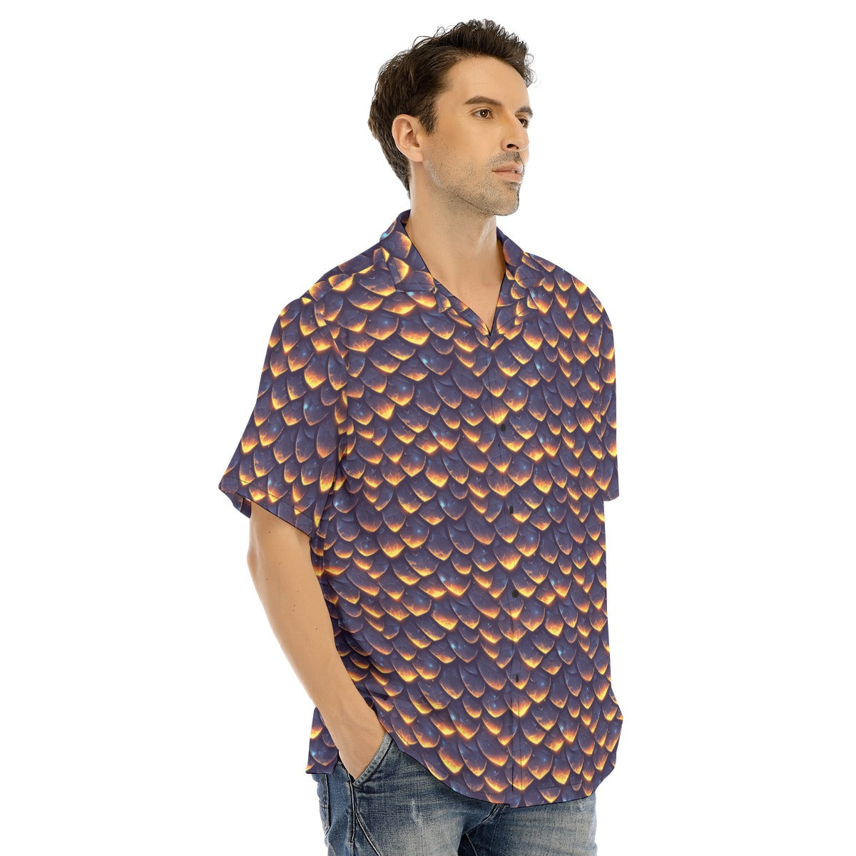 Animal Print - Dragon - Men's Hawaiian Button Up Shirt