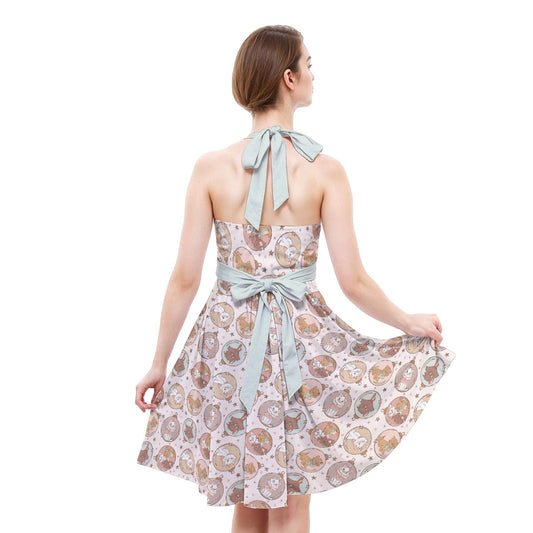 Festive Feline Baublescats - Women's Halter Vintage Pocket Dress