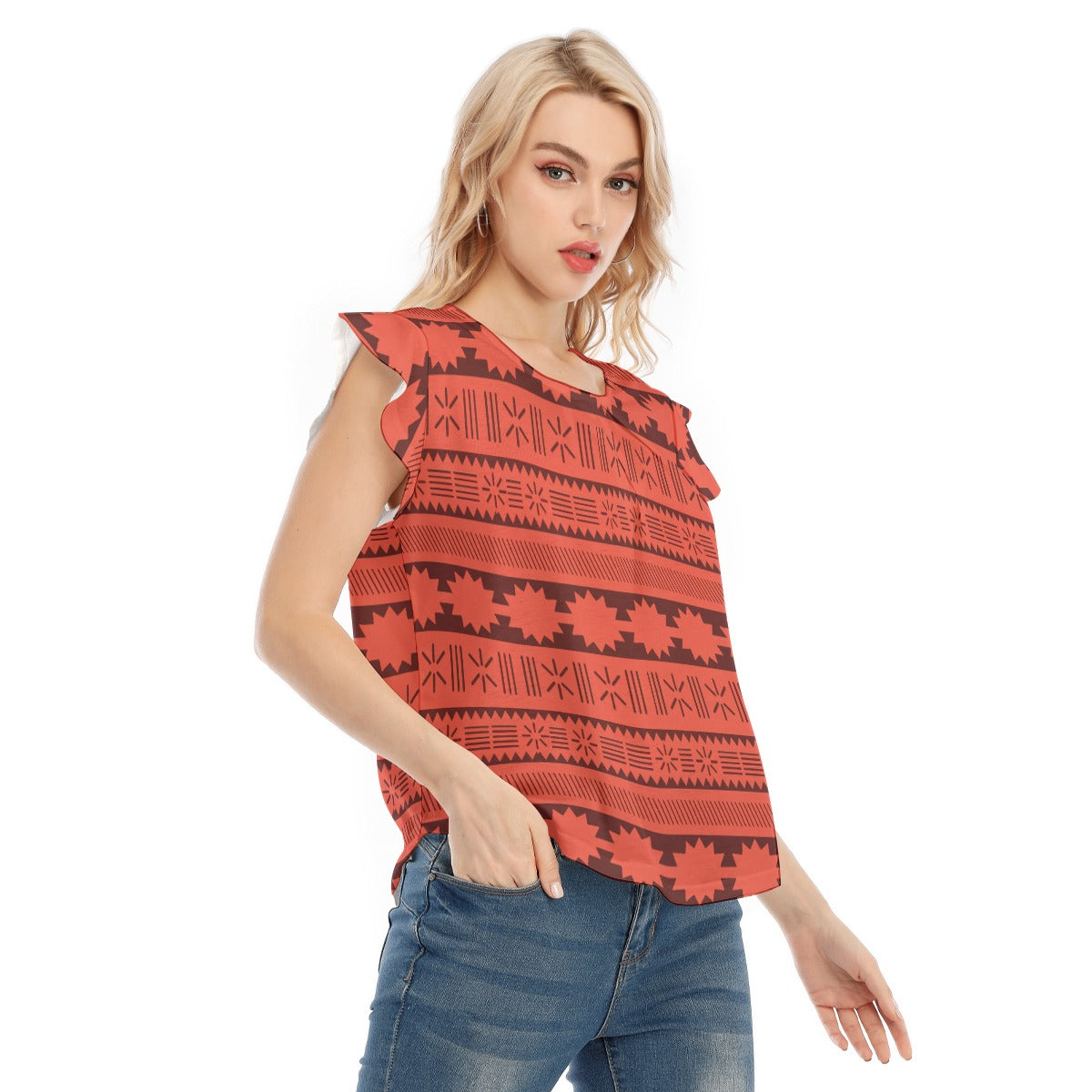 Island Tribal Patterns - Women’s Flutter Sleeve Top