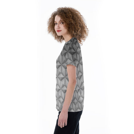 Geometric Silver Sphere - Women's Short Sleeve V-Neck T-Shirt