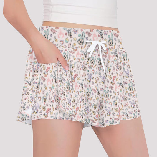 Springtime Friends Celebration Fun - Girls’ Flowy Pocket Shorts