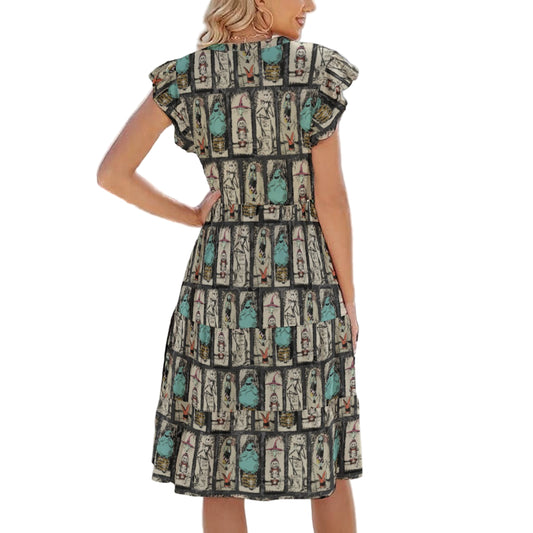 Stretching Haunted Nightmare - Women's Tiered Pocket Midi Dress