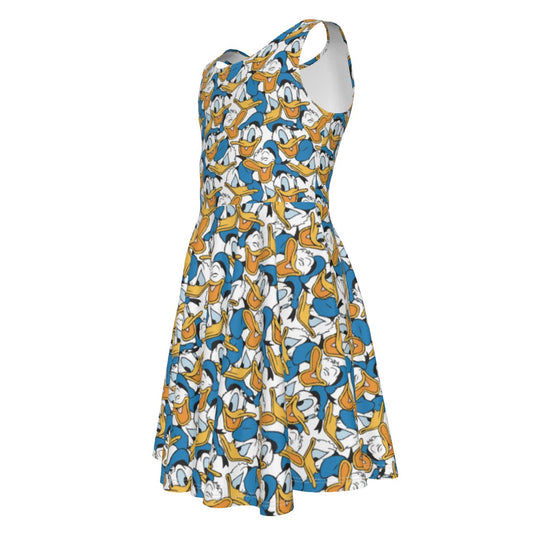 Many Faces of Feisty Duck - Kid's Sleeveless Skater Dress