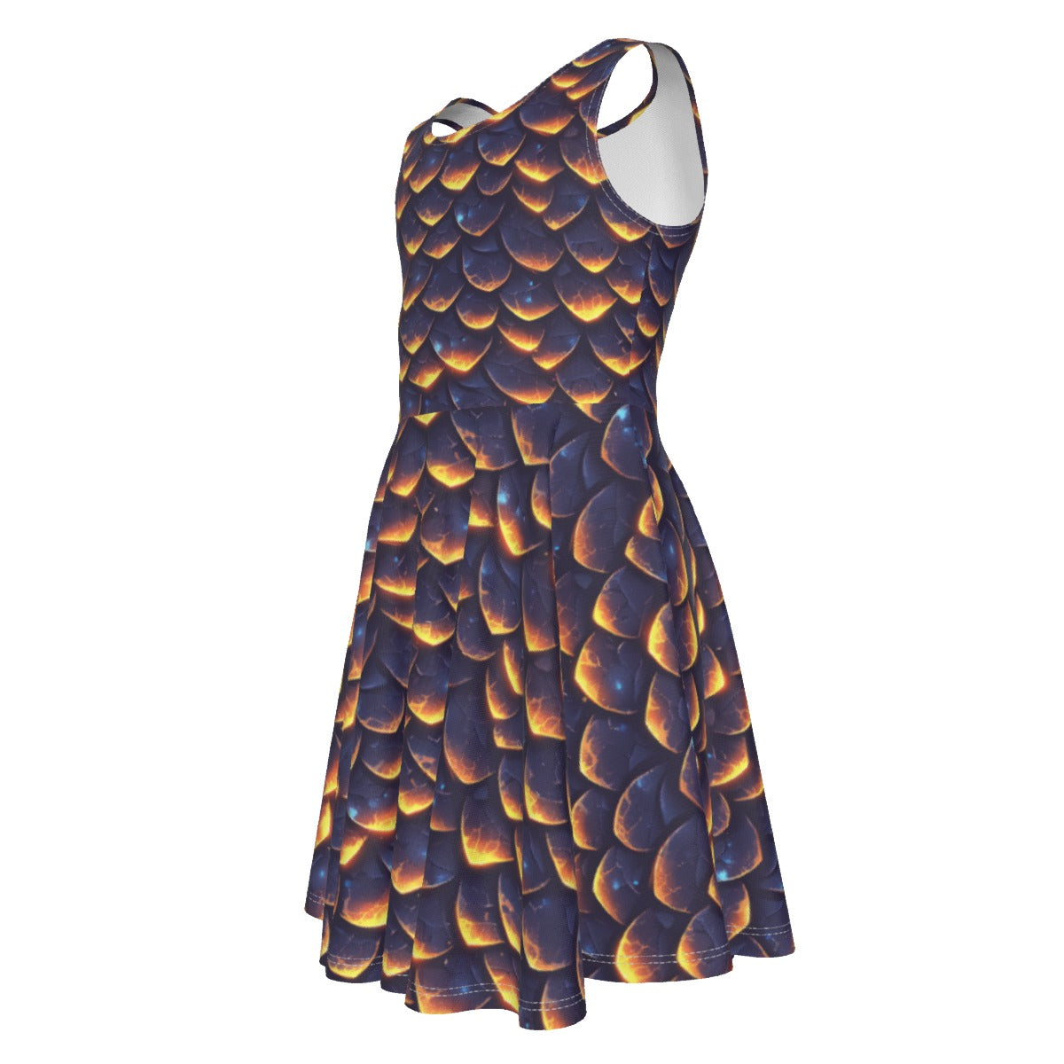 Animal Print - Dragon - Kid's Sleeveless Skater Dress