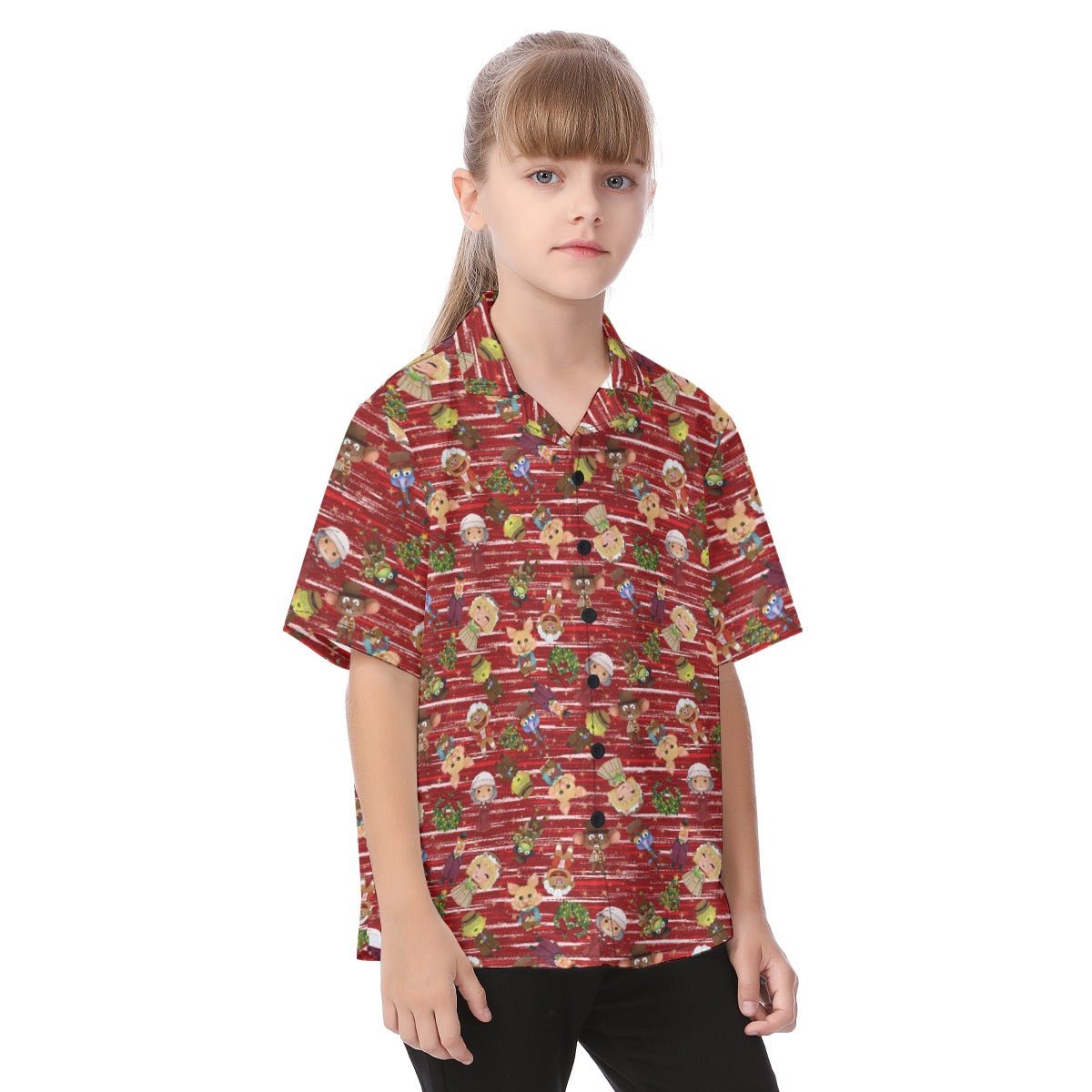 A Very Festive Puppet Christmas - Kid's Hawaiian Button Up Shirt