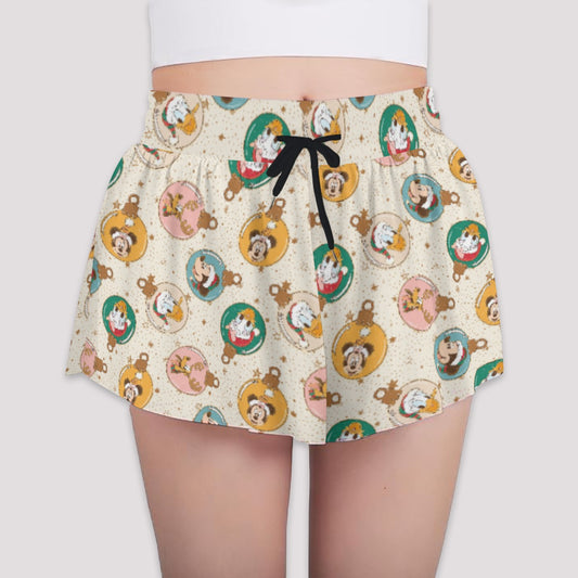 Golden Holiday Baubles - Girls’ Flowy Pocket Shorts