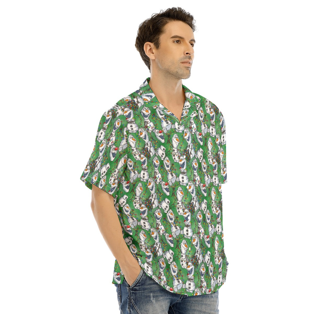 Sketched Snowman Christmas - Men's Hawaiian Button Up Shirt