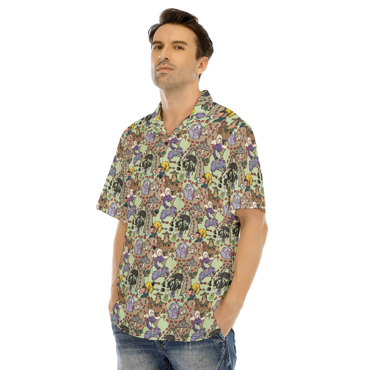 Emperor’s Chaotic Groove - Men's Hawaiian Button Up Shirt