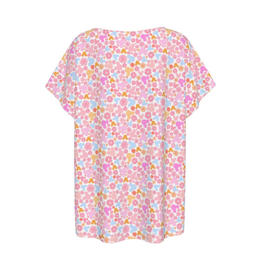 Retro Floral Mouse - Women’s Relaxed Fit Scoop Tee