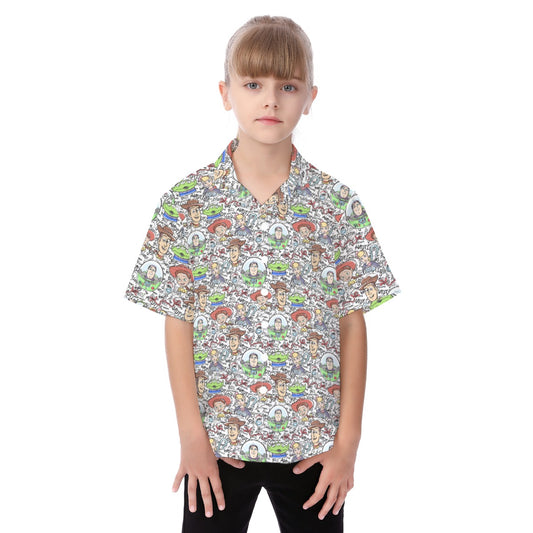 Sketch Autographs of Animated Toy Friends - Kid's Hawaiian Button Up Shirt