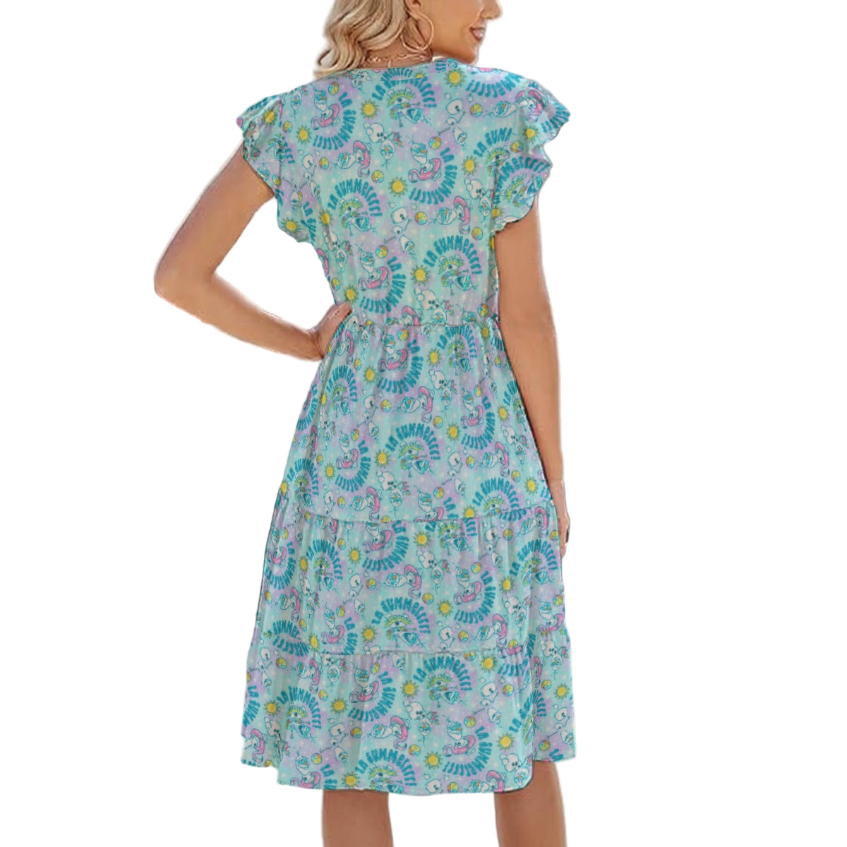 Sun-Kissed Snow Friend - Women's Tiered Pocket Midi Dress