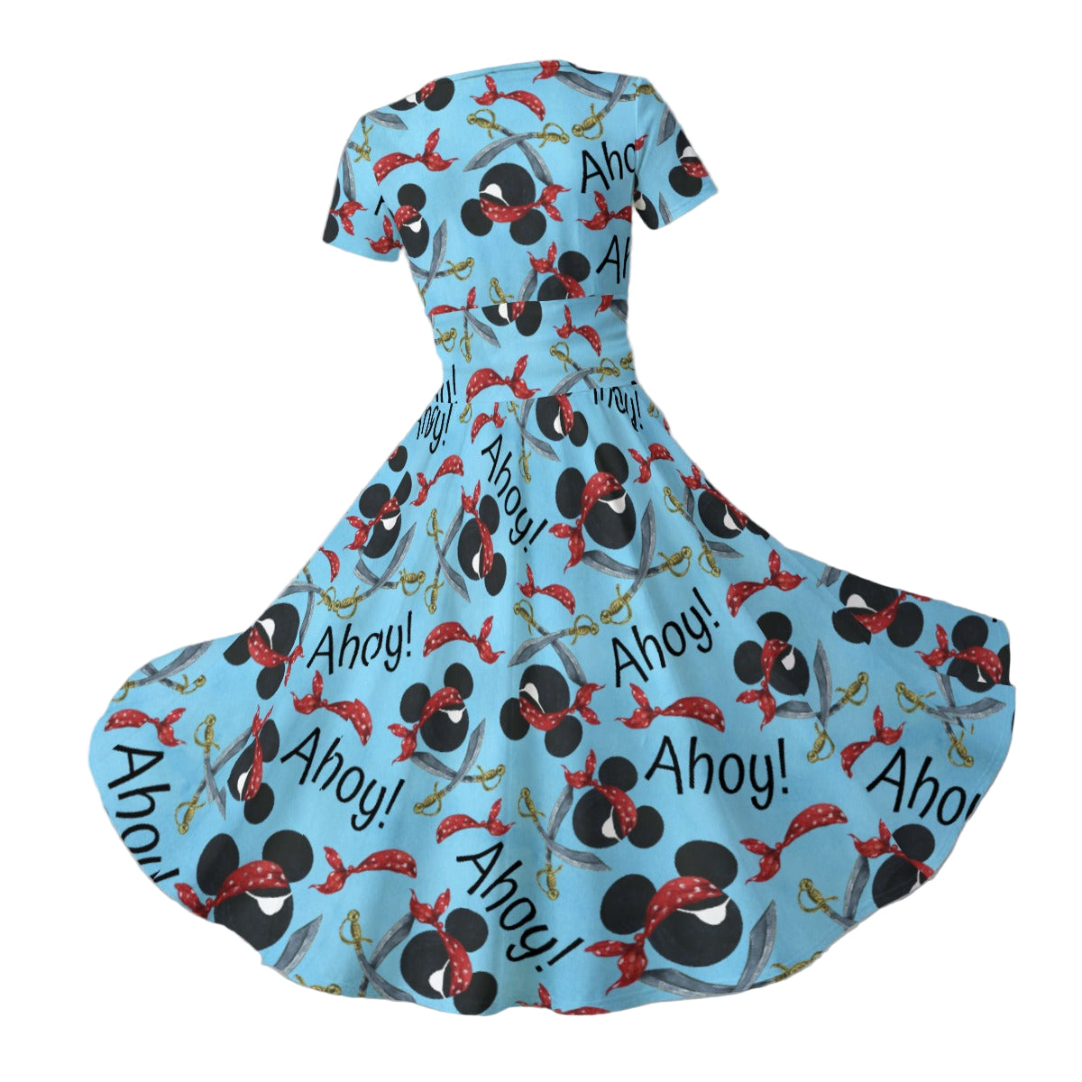 Pirate Mouse Ahoy! - Women's V-Neck Ruched Midi Dress