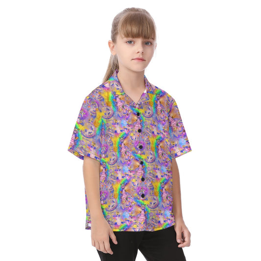 Figment Watercolor Rainbow - Kid's Hawaiian Button Up Shirt