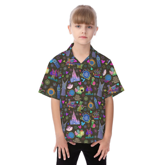 Main Street Neon Parade - Kid's Hawaiian Button Up Shirt