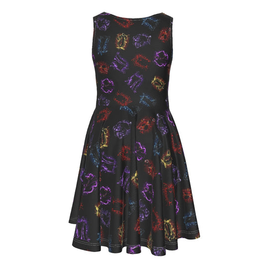 Villain Silhouettes Sparkle - Kid's Sleeveless Skater Dress