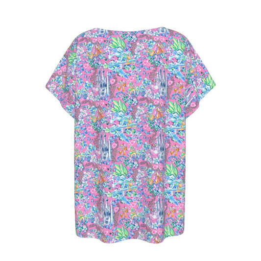 Bright Tropical Dreams - Enchanted Squeaky Helpers - Women’s Relaxed Fit Scoop Tee