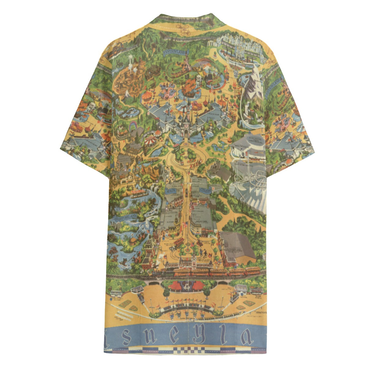Vintage Theme Park Map - Men’s Cotton-Rich Button Up Shirt