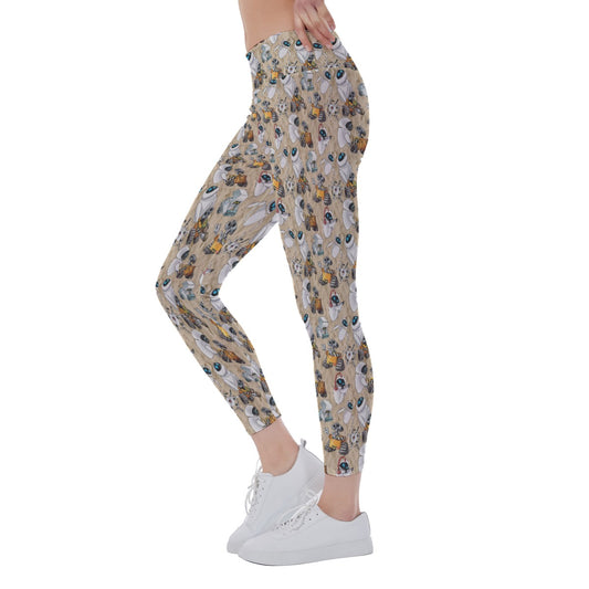 Robot Romance Sketchedched - Women's Yoga Leggings