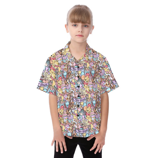 Birthday Bash in the Woods - Kid's Hawaiian Button Up Shirt