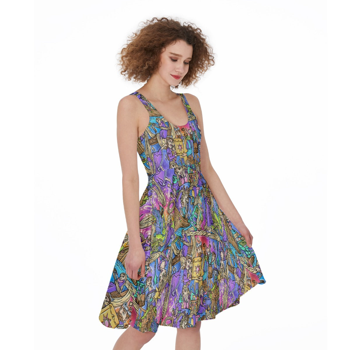 Golden Hair Storybook Scenes - Pocket Midi Skater Dress