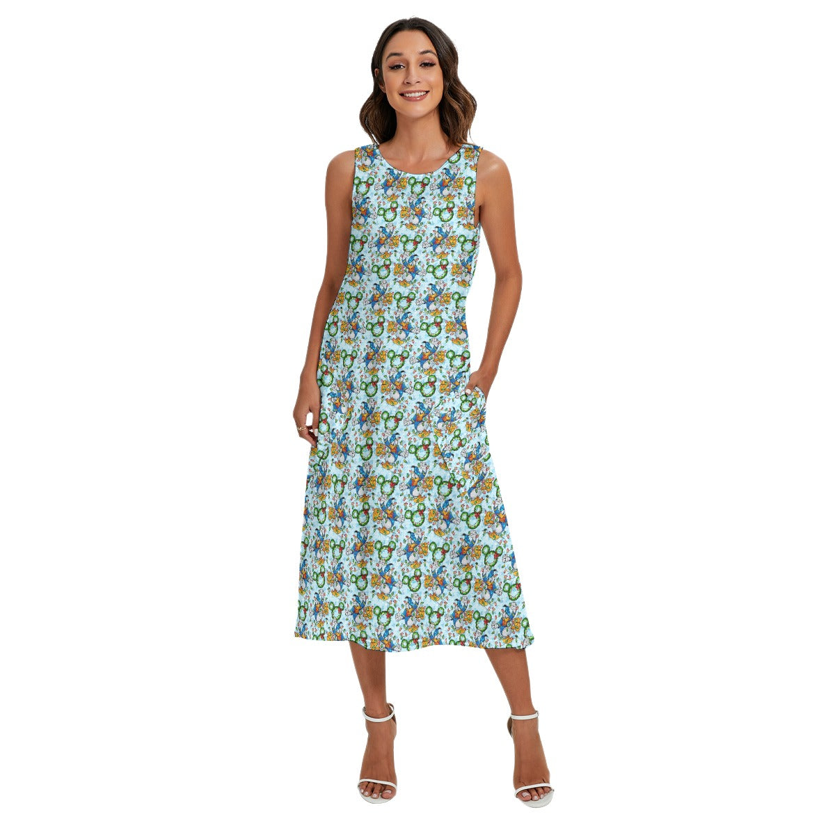 Duck’s Holiday Lights Tangleghts - Women’s Diagonal Pocket Midi Dress