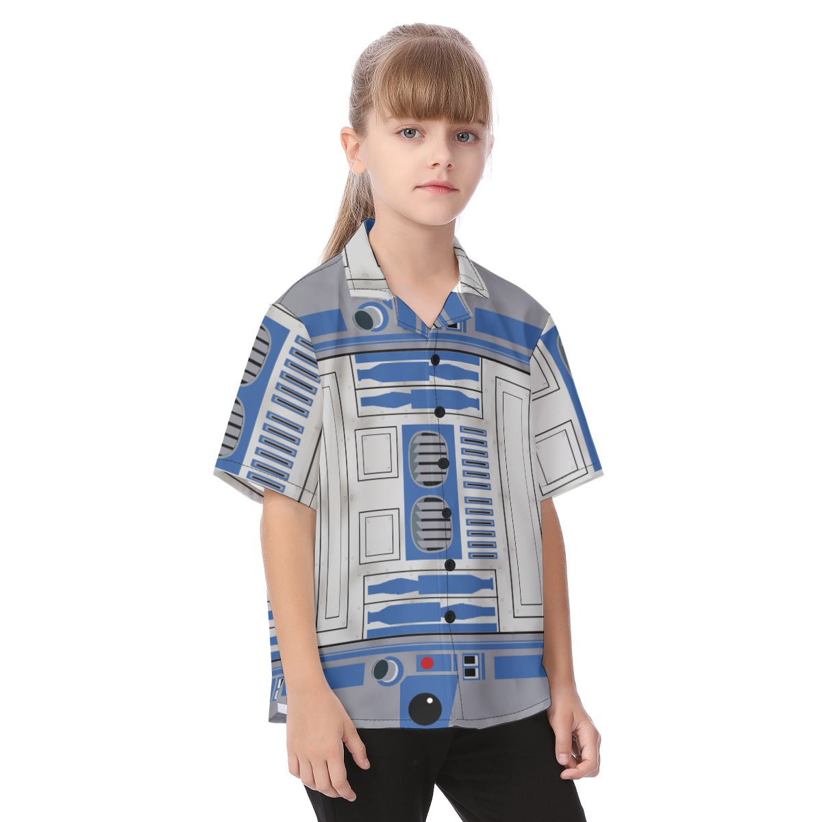 Little Blue Droid - Kid's Hawaiian Button Up Shirt