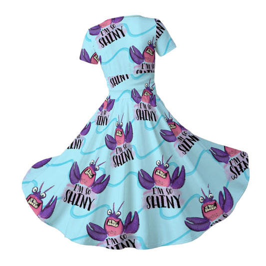 Shiny Deep-Sea Villain - Women's V-Neck Ruched Midi Dress