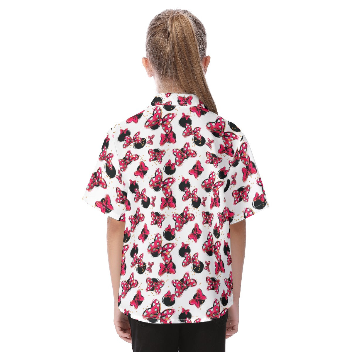 Polka Dot Bows & Mouse Ears - Kid's Hawaiian Button Up Shirt