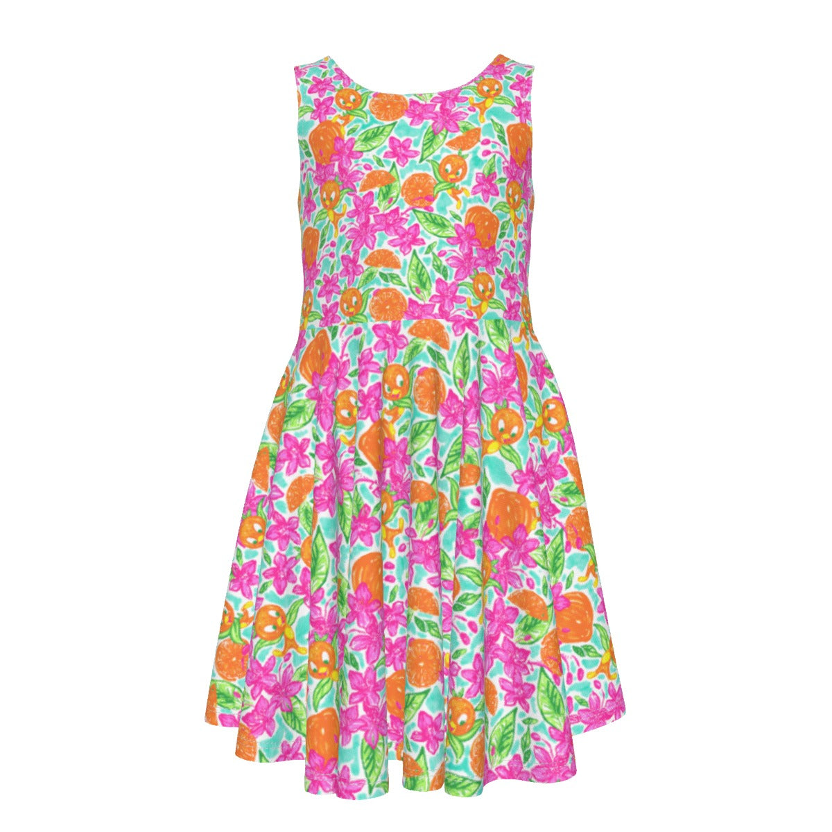 Tropical Citrus Bloom - Kid's Sleeveless Skater Dress