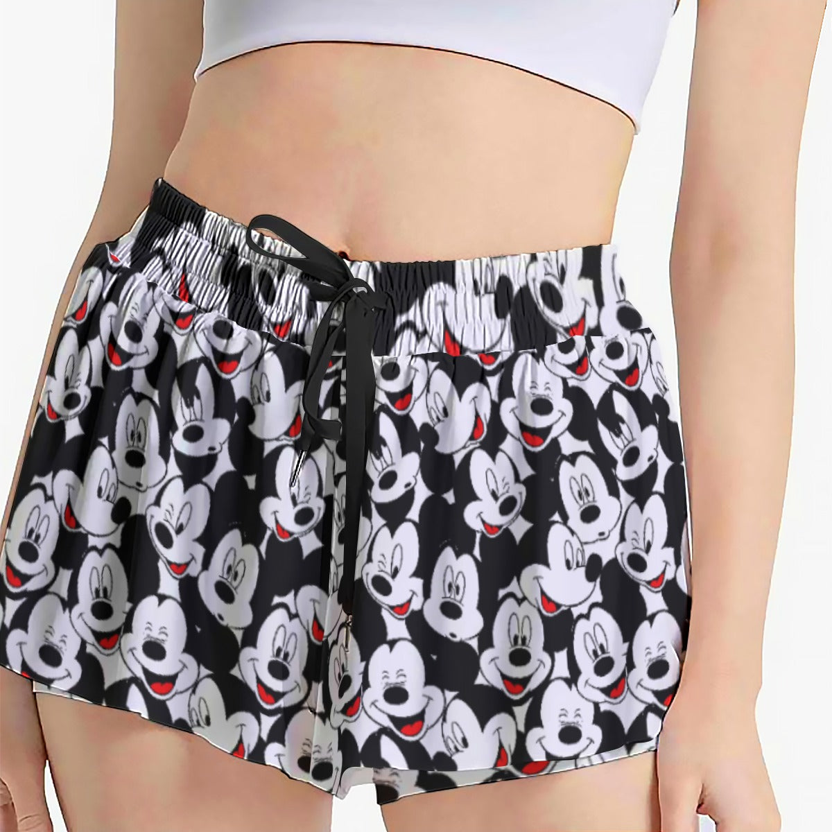 Many Faces of Classic Mouse - Women's Flowy Pocket Shorts