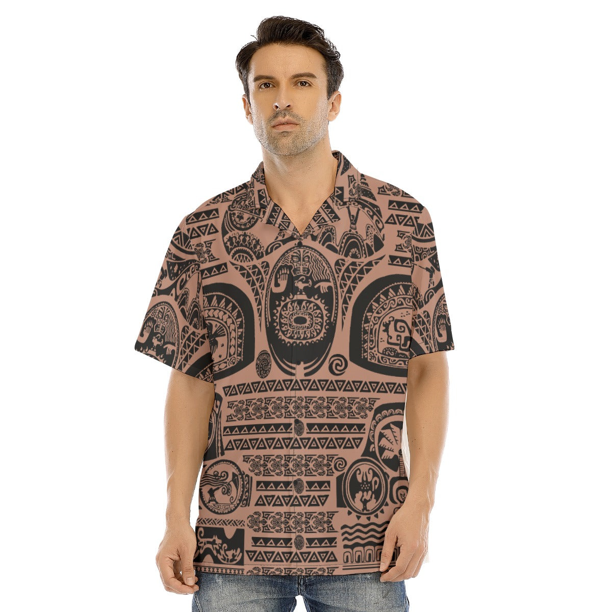 Polynesian Tattoo Motifs - Men's Hawaiian Button Up Shirt