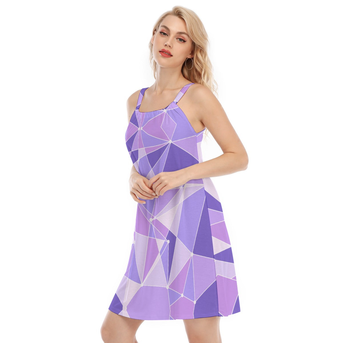 Geometric Purple Wall - Women’s Adjustable Sundress