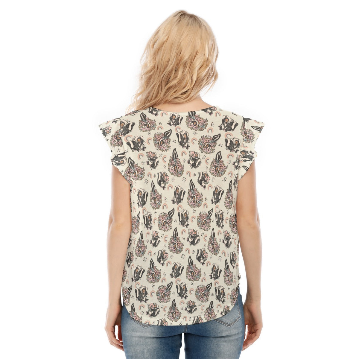 Bashful Blooming Skunk - Women’s Flutter Sleeve Top
