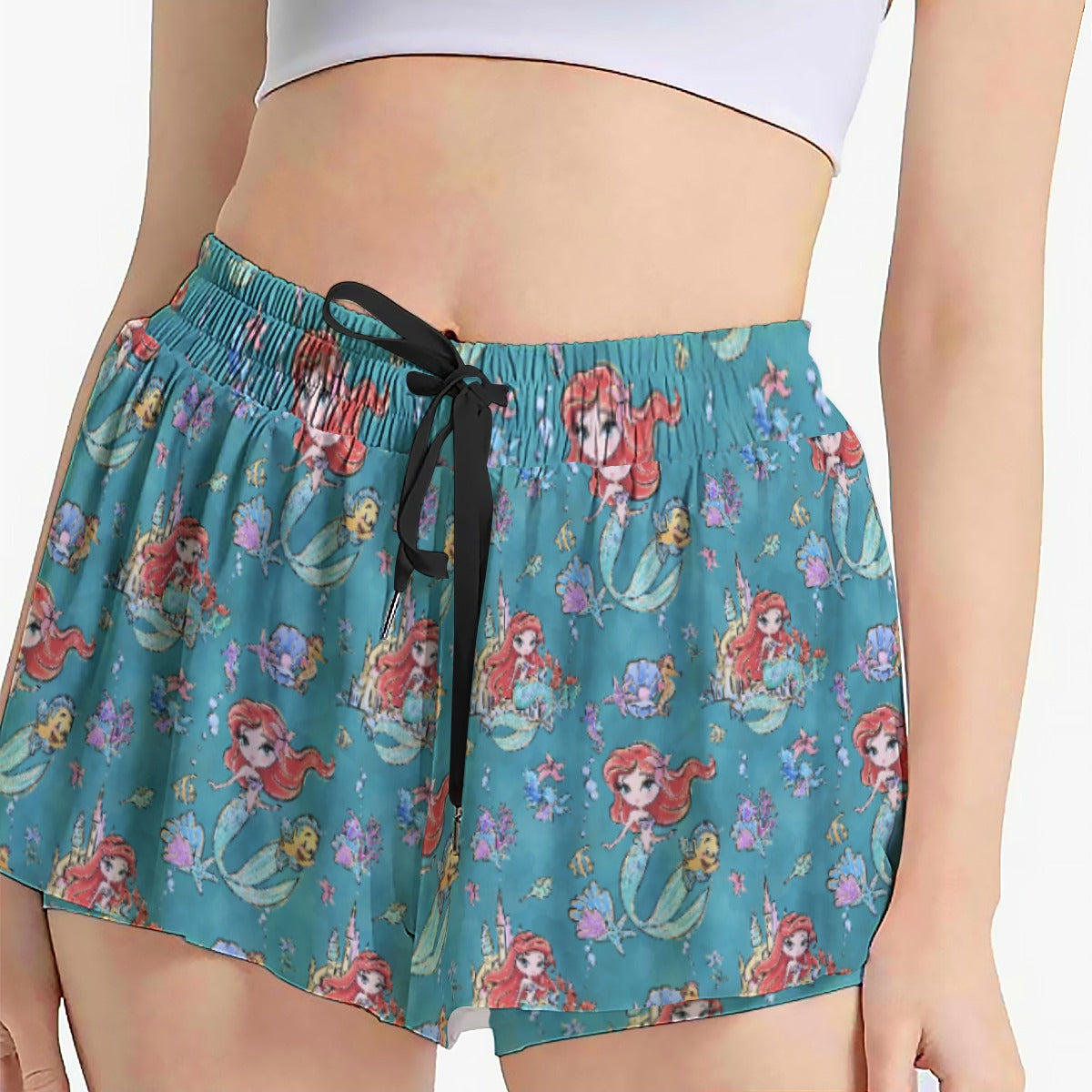 Whimsical Ocean Princess - Women's Flowy Pocket Shorts
