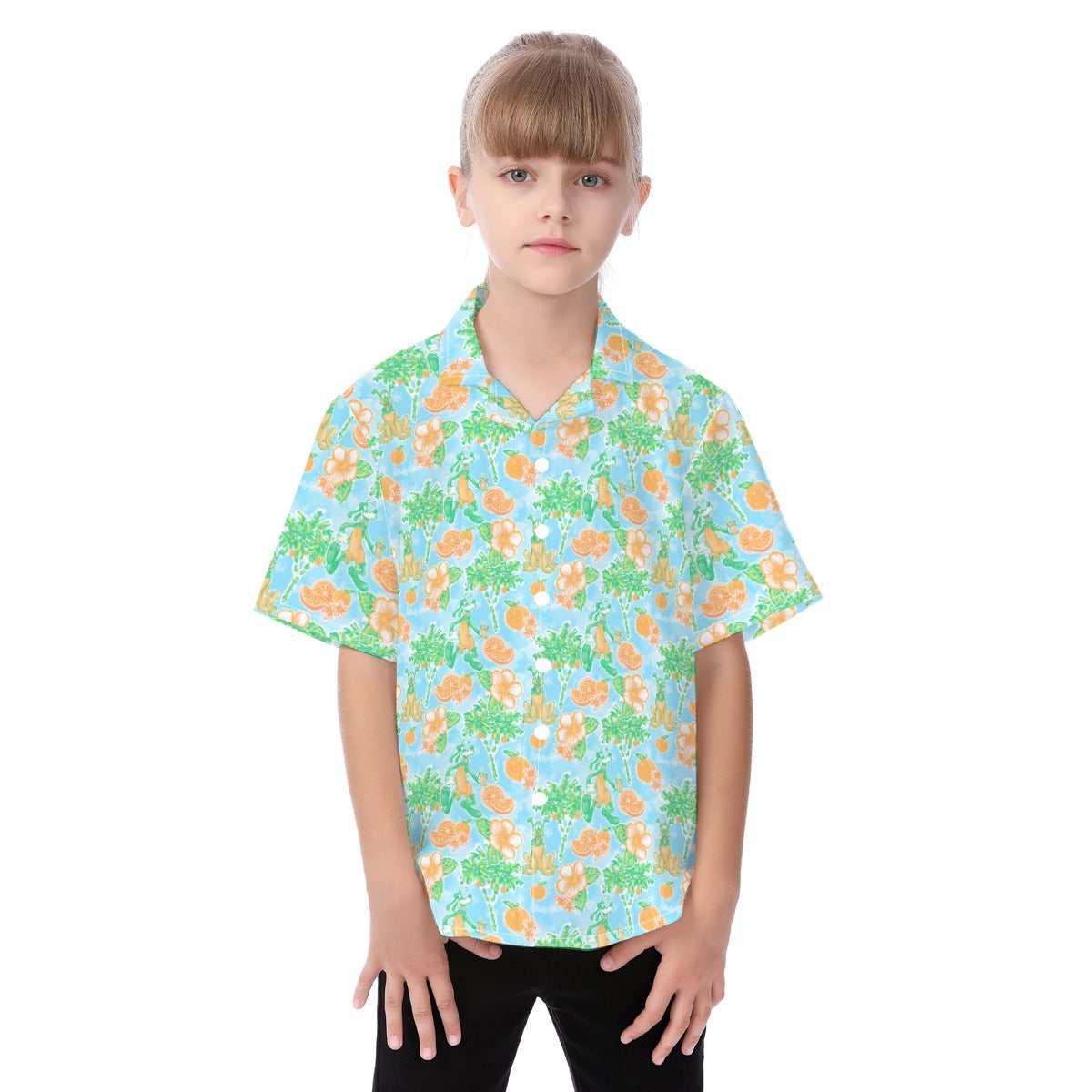 Neon Tangerine Island Palsluto - Kid's Hawaiian Button Up Shirt