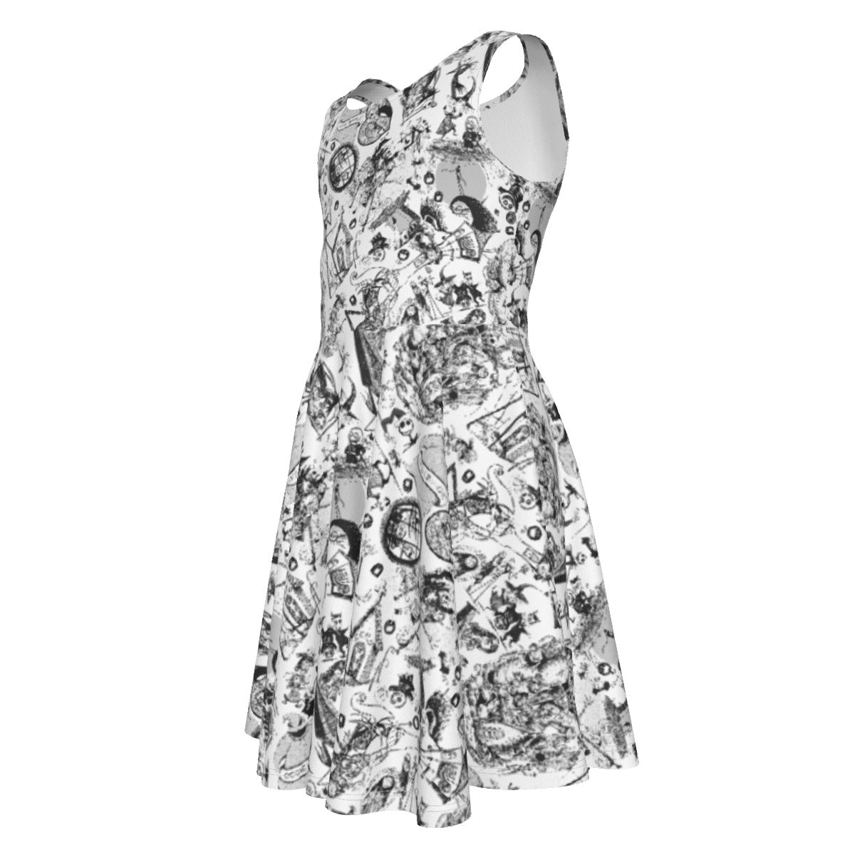 Nightmare Halloween Sketches- Kid's Sleeveless Skater Dress