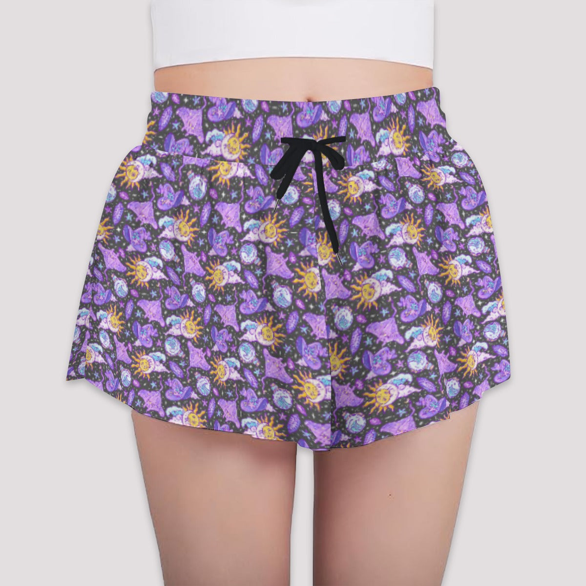 Mystical Manta Rays - Girls’ Flowy Pocket Shorts
