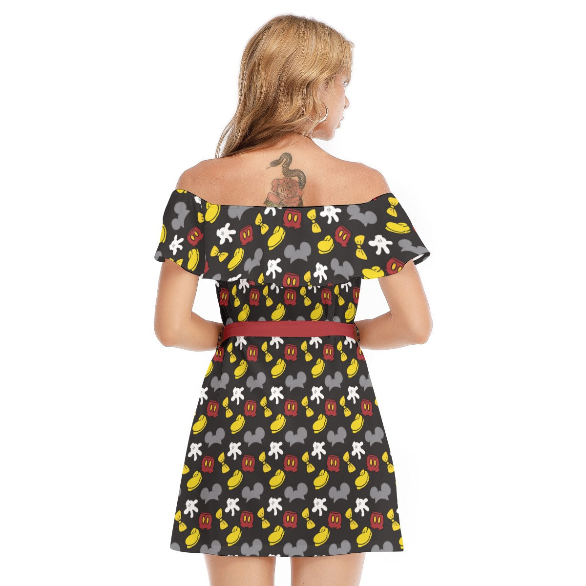 Classic Mouse Style - Women's Off-shoulder Ruffle Dress