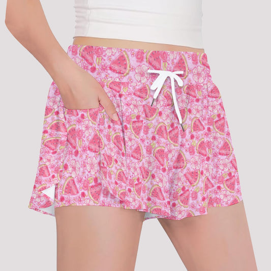 Summer Fruits - Watermelon - Girls’ Flowy Pocket Shorts