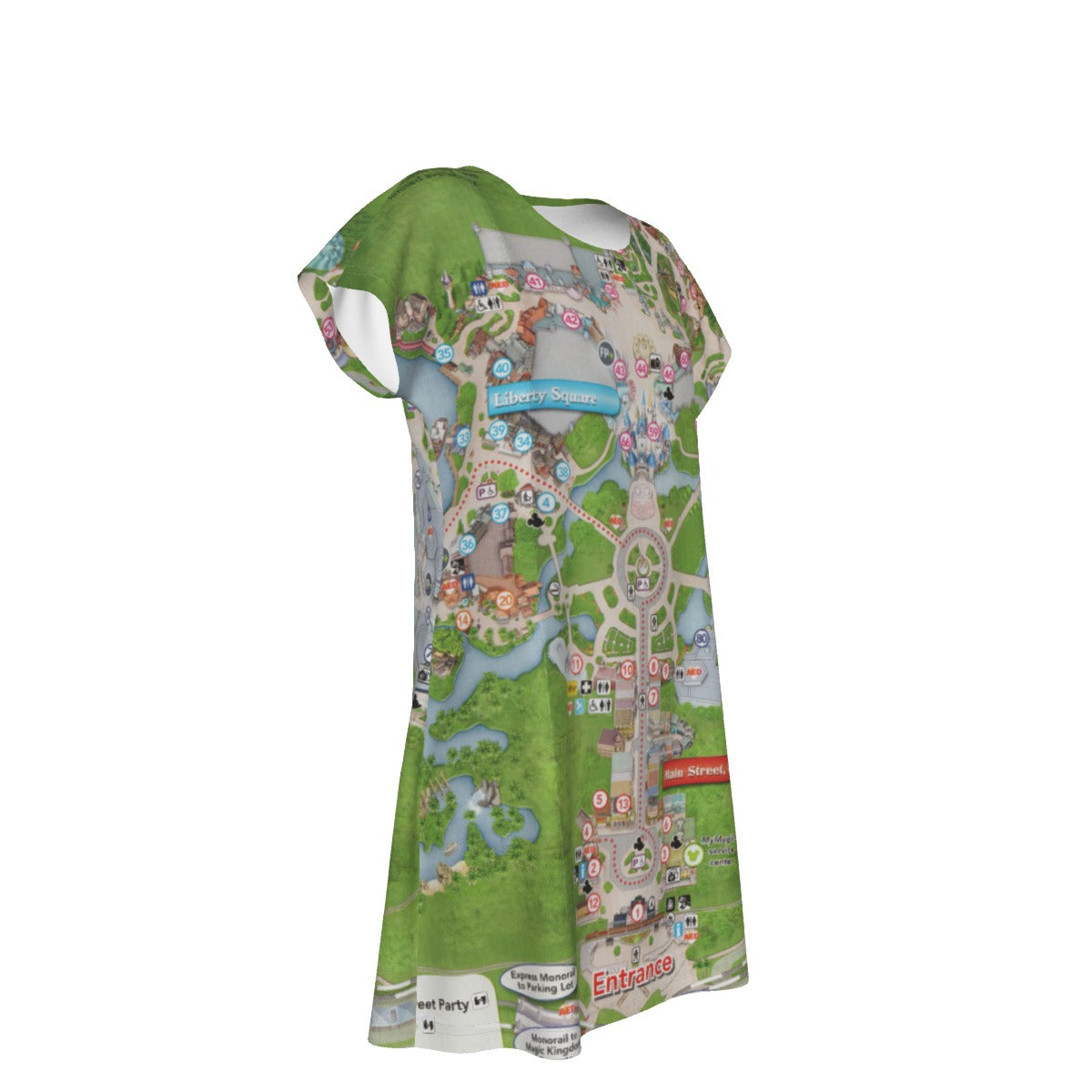 Vibrant Fantasy Park Map - Women's T-Shirt Dress