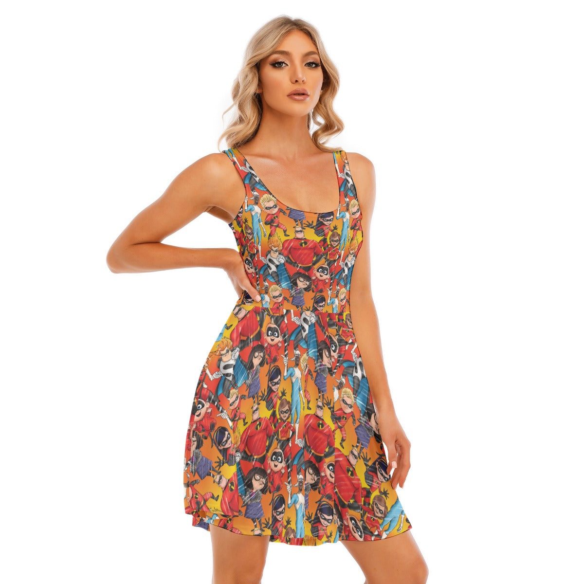 Super Squad Sketched - Women's Sleeveless Pocket Skater Dress