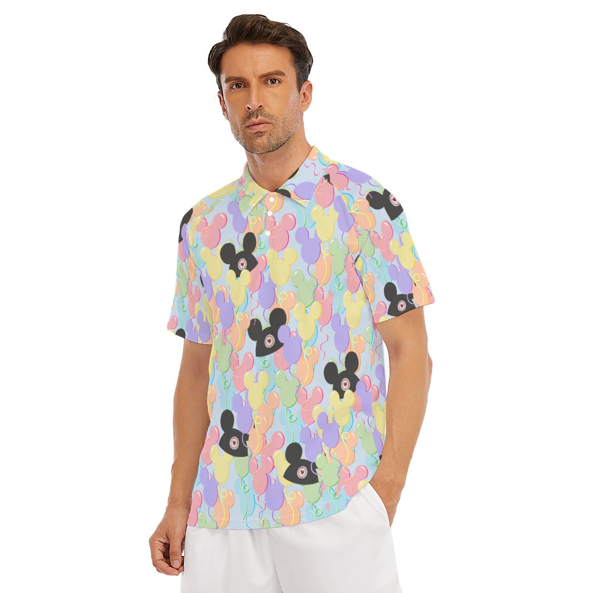 Pastel Mouse Ear Balloons - Men's Polo Shirt