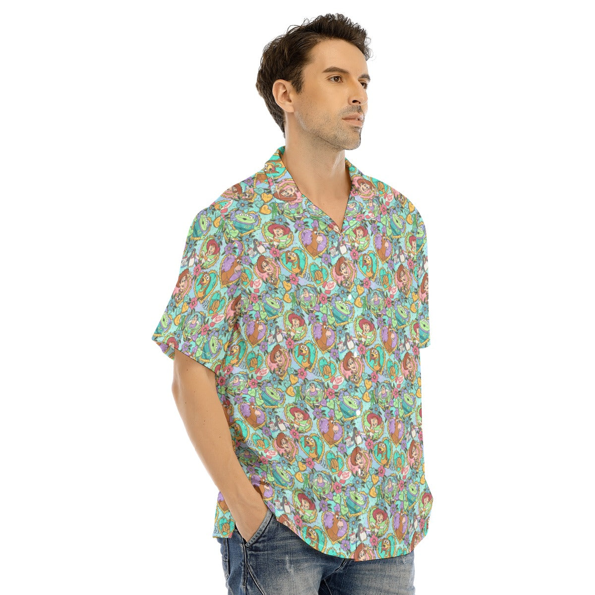 Tattoo Hearts Space Cowboys & Friends - Men's Hawaiian Button Up Shirt