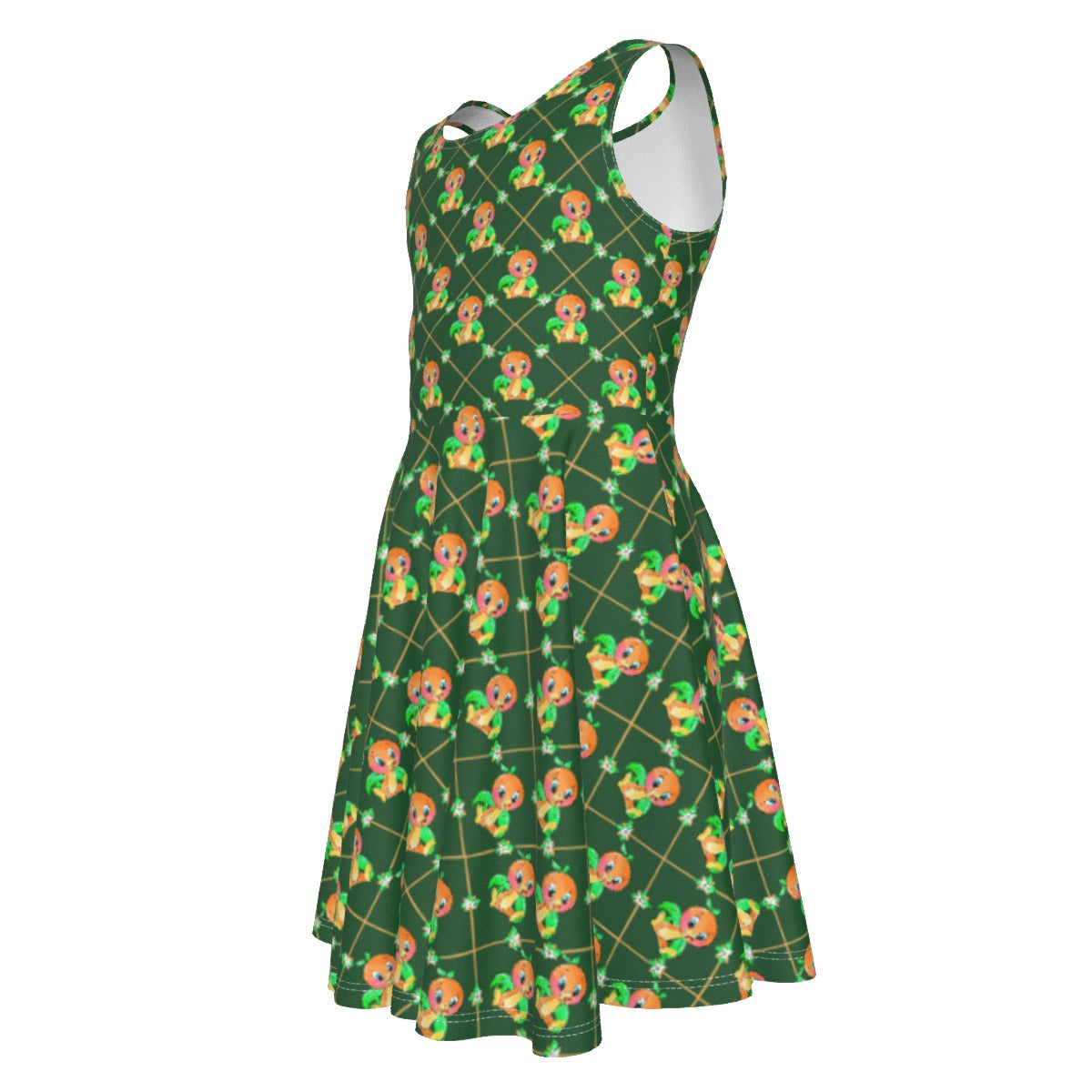 Geometric Citrus Delight - Kid's Sleeveless Skater Dress