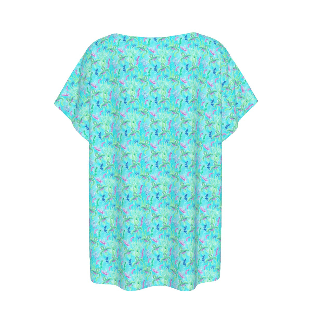 Neon Floral Baby Turtle - Women’s Relaxed Fit Scoop Tee