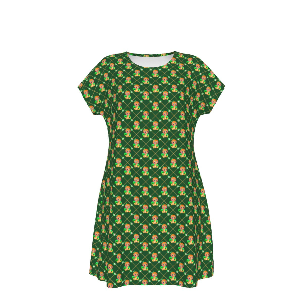 Geometric Citrus Delight - Women's T-Shirt Dress