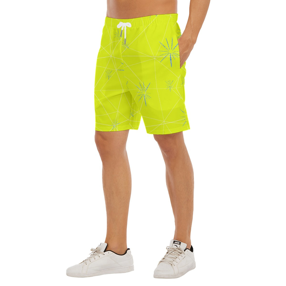 Joyful Blue & Yellow Florals - Men’s Pocket Beach Shorts
