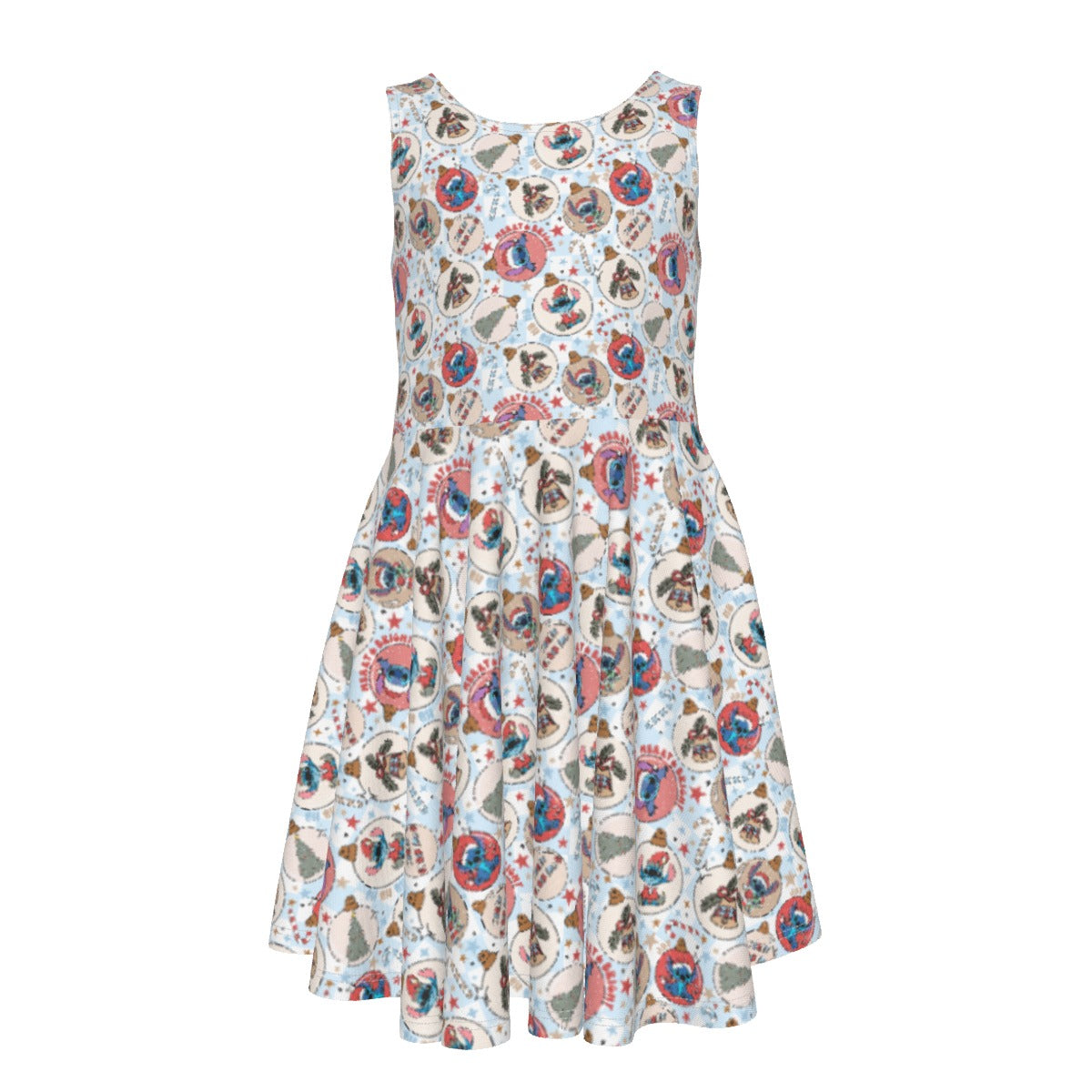 Festive Elf and Ornament Fun - Kid's Sleeveless Skater Dress