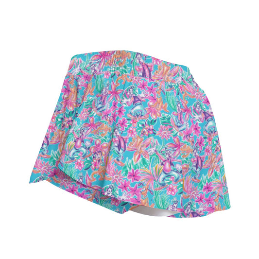 Tropical Bloom Fiesta - Playful Duoluto - Women's Flowy Pocket Shorts