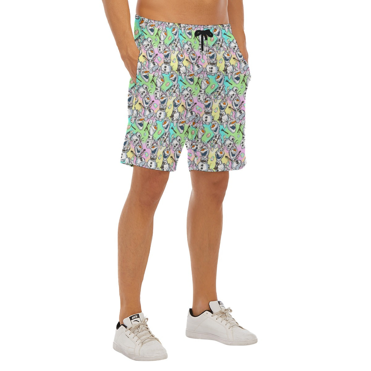 Sketched Snowman Easter - Men’s Pocket Beach Shorts